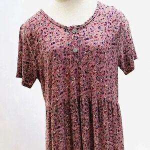 Floral Pink Button-Front Dress